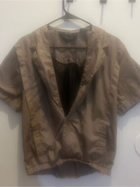 taupe utility short sleeved top
